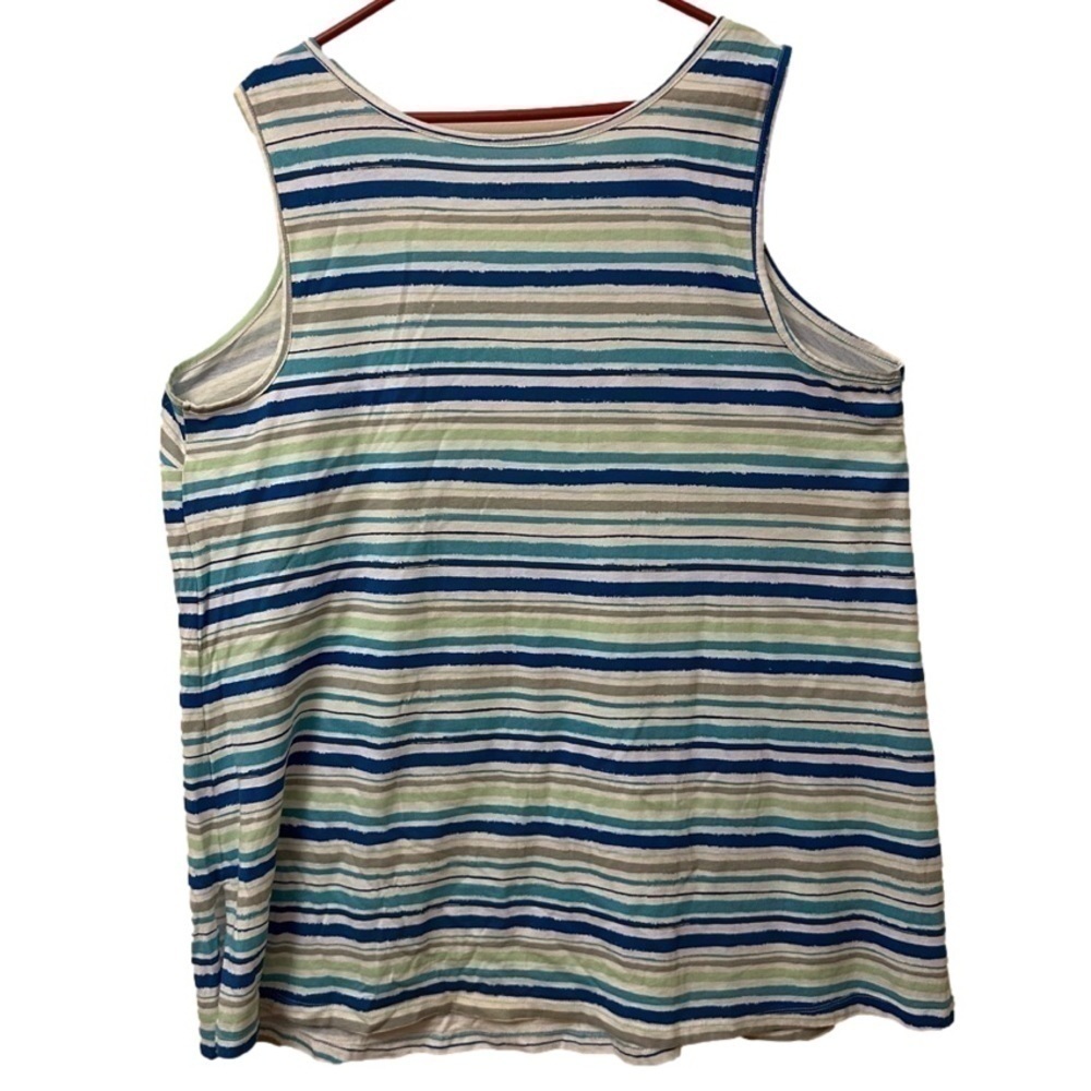 WOMAN Within Plus Size 1X , 22 / 24 Striped Tank Top - Picture 2 of 6